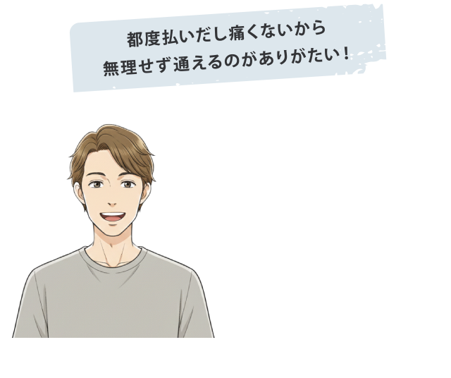 都度払いだし痛くないから無理せず通えるのがありがたい